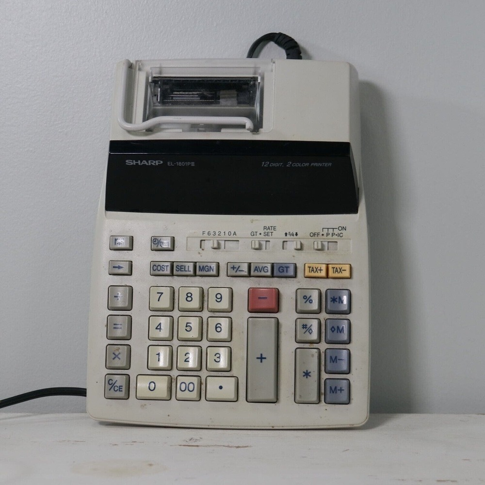 Sharp Desktop Calculator EL-1801PIII 12-Digit 2-Color Printer Tested Works​​